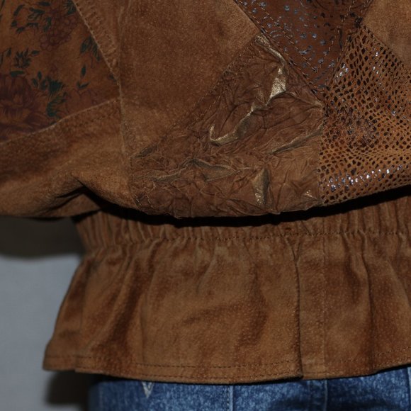 Winlit Brown Leather Bomber Coat - Picture 9 of 16